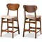 Baxton Studio Katya Mid-Century Modern Sand Fabric and Walnut Brown Finished Wood 2-Piece Counter Stool Set 183-11639-Zoro - alternate 1